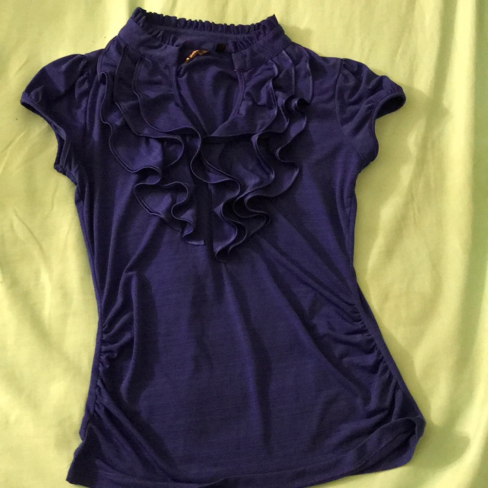 Deep Blue Ruffle Blouse Size S